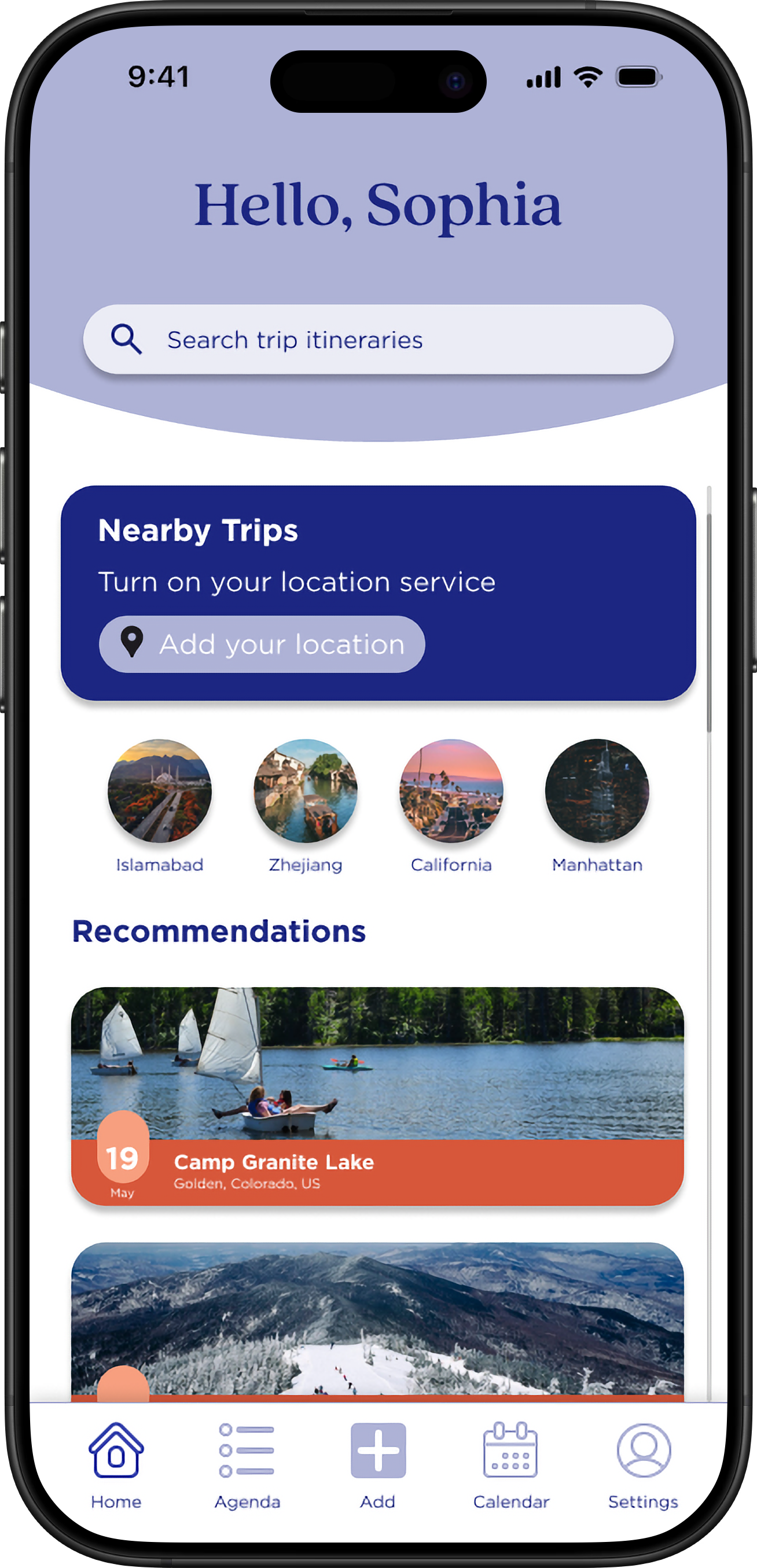 PlanIt Recommendations Screen