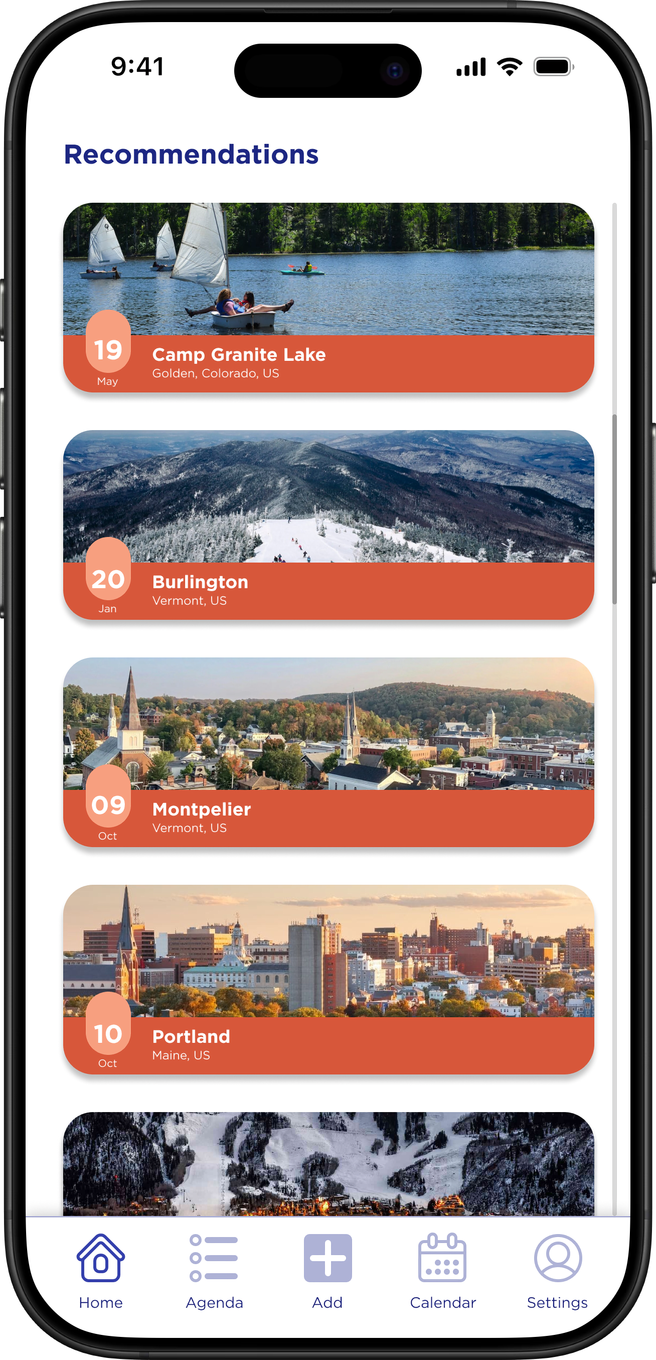 PlanIt Recommendations Screen - Alternative View