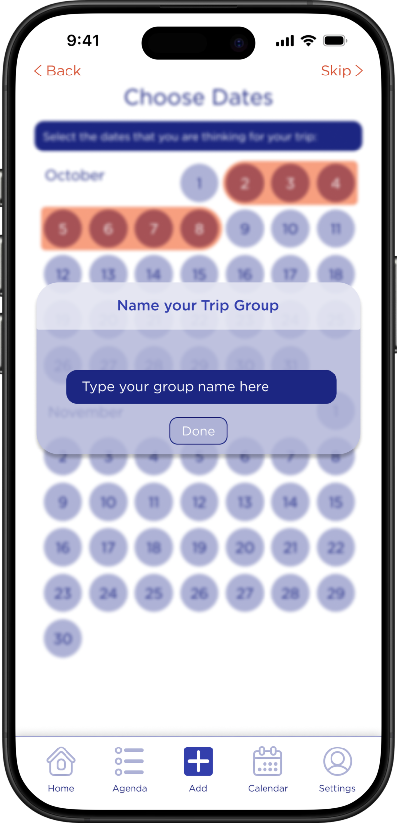 Start A New Trip - Confirm Dates Step 3