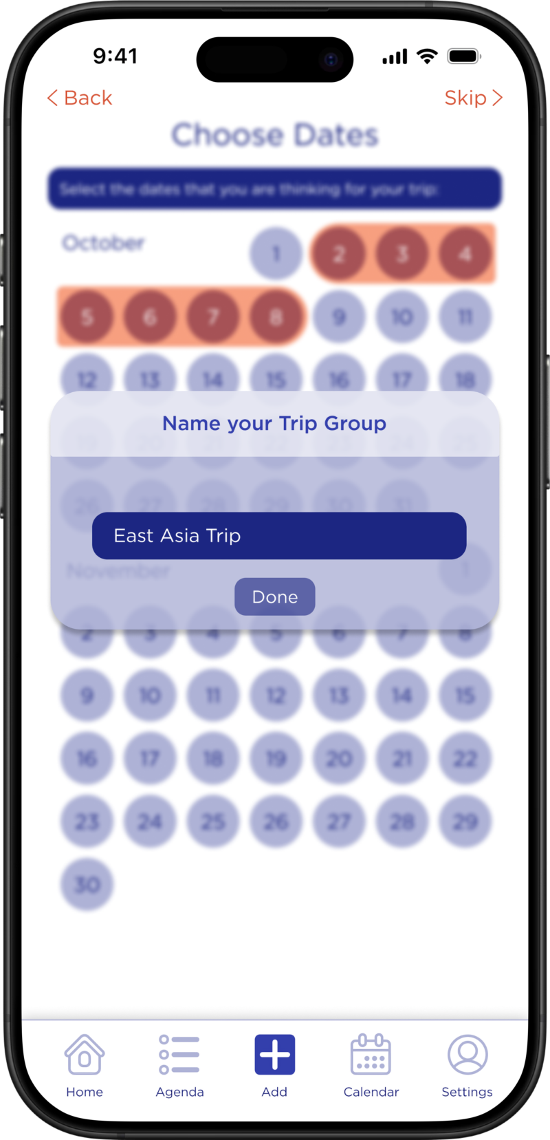 Start A New Trip - Confirm Dates Step 4