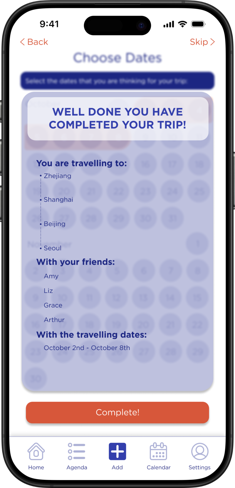 Start A New Trip - Confirm Dates Step 5