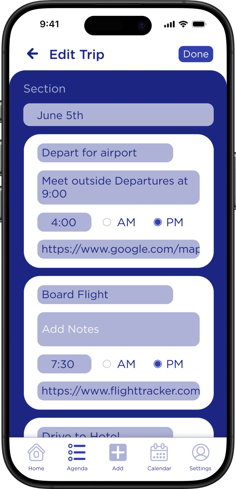 View and Edit Itinerary - Established Itinerary Step 5